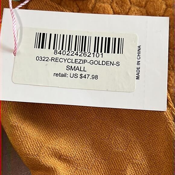 Simply Southern Gold Fleece Knit Jacket Woman Size Small Recycled Zip Front - Picture 5 of 9